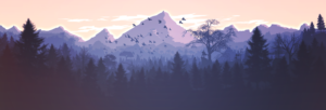 graphic of birds and a mountain
